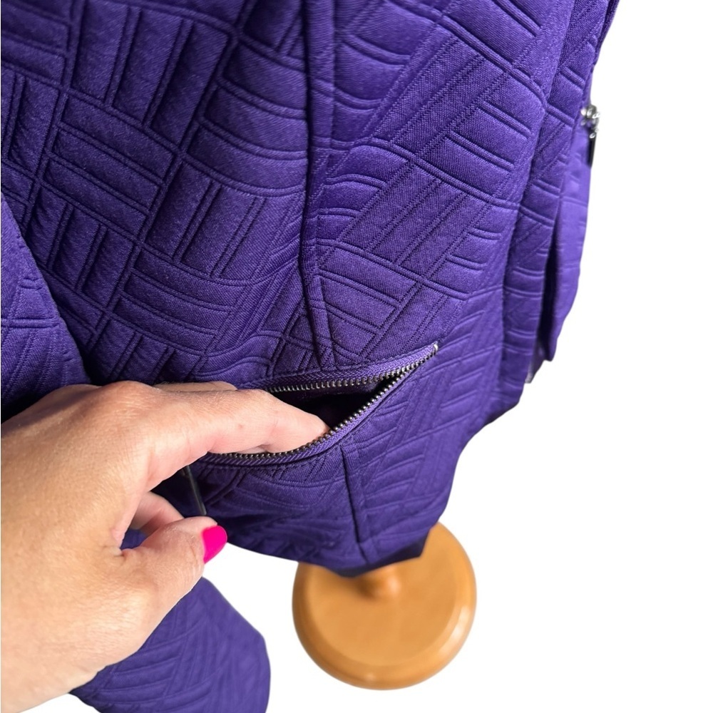 Laura Ashley Purple Quilted Zip Front Jacket Women’s PXL Geometric Lined Pockets - Picture 7 of 11